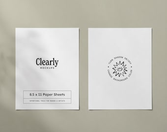 8.5x11 Multiple Paper Mockup: Minimal Two Pages, Side by Side, Printable Worksheet, Customizable, PSD