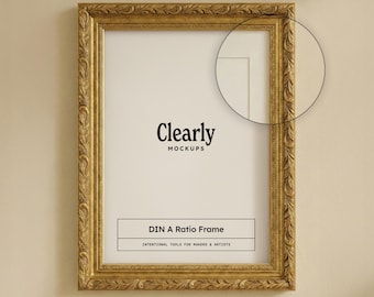 Antique Gold Frame Mockup: Vintage Ornate Frame, Wall Art Display, PSD Template (Digital Download)