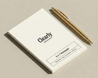 5x7 メモ帳モックアップ：ミニマリストな紙製文房具、カスタマイズ可能な背景、PSD（デジタルダウンロード）