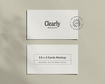 Visitenkarten Mockup PSD | 3,5 x 2 Vorder und Rückseite | Anpassbare Farben | Schatten-Overlay, Smart-Objekt-Vorlage