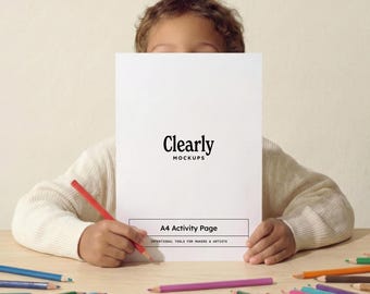 Maqueta de página para colorear infantil tamaño A4: Actividad infantil con proporción DIN A, objeto inteligente y JPG (PSD)