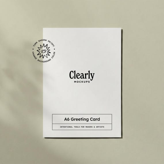 A6 Greeting Card Mockup: Flatlay DIN A Invitation, Customizable Color, PSD JPG (Digital Download)