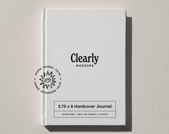 Hardcover Journal Mockup | 5.75x8 Notebook Flatlay | Customizable Background PSD (Photoshop, Photopea)