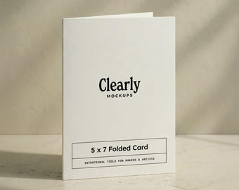 5x7 Folded Card Mockup PSD | Standing Invitation on Marble | Smart Object Template (Digital Download)