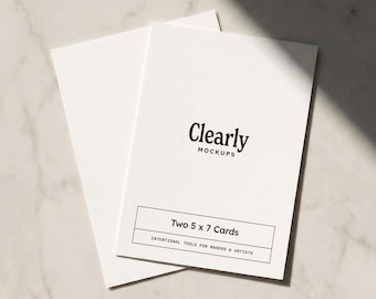 5x7 Double Card Mockup PSD | Two Cards Front and Back | Elegant Wedding Birthday Bachelorette Invitations | Smart Object