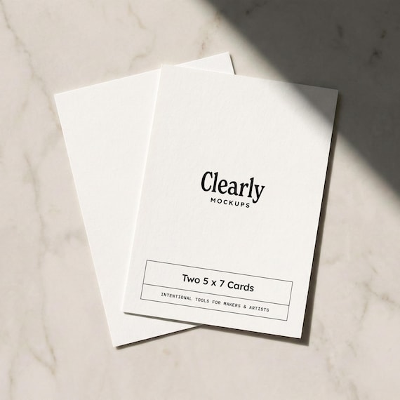 5x7 Double Card Mockup PSD | Two Cards Front and Back | Elegant Wedding Birthday Bachelorette Invitations | Smart Object