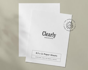 8.5x11 Multiple Paper Mockup: Two Page Flatlay, Two Pages, Printable Worksheet, Customizable Background, PSD Template