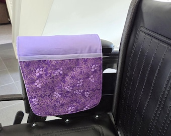 Wheelchair Armrest Bag: Purple Gold & Lavender Mobility Aid - Accessory