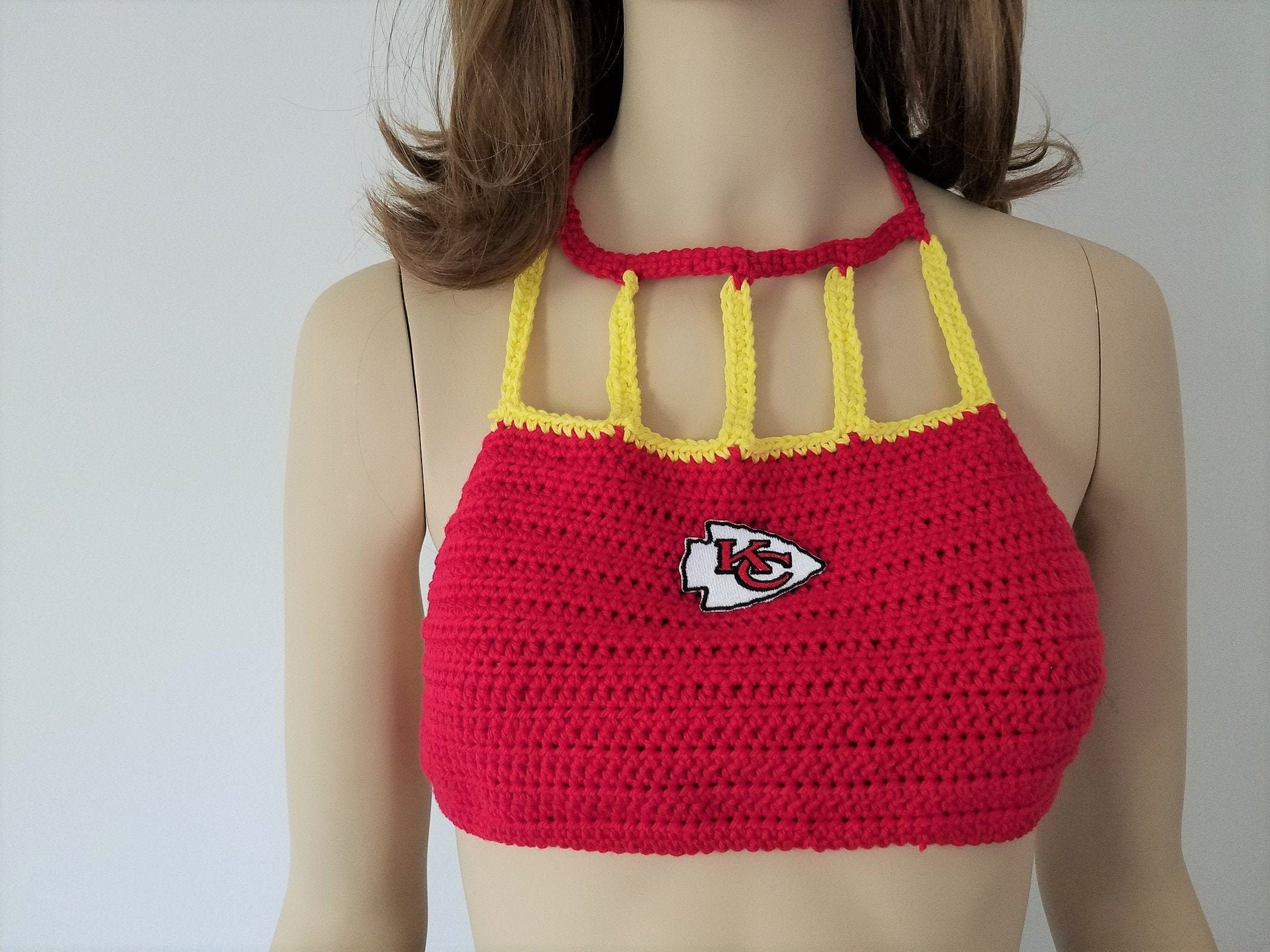 Kansas City Chiefs, Halter Top, Crop Top, Neck Wrap, Backless, Adjust…