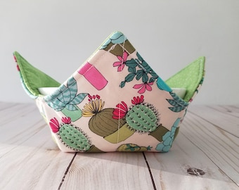 Bowl Cozy Single - Cactus - Microwave Bowl Cozy - Succulent Lovers, Reversible - Microwave Bowl Cozies - All Cotton