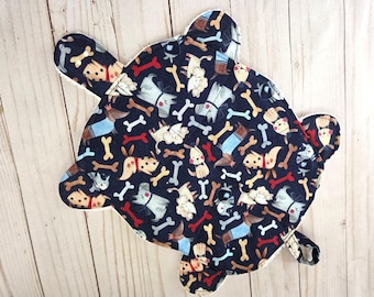 Turtle Floor Mop - Dogs & Bones - Large - Terry Cloth Pad - Handmade Reusable - Housewarming Gift
