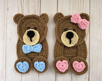 Bear Crochet Applique - Boy or Girl - Premade - Ready to Apply