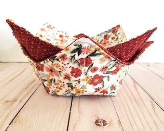 Bowl Cozy Set of 2 - Earth Botanical - Fall - Autumn - Microwavable - Hot or Cold - Reversible ALL Cotton