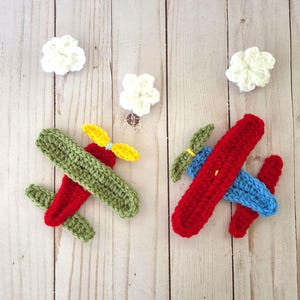Applique 2 Airplanes & Clouds - Crochet - Handmade - Premade - Ready to Apply