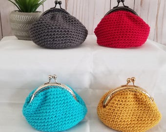 Crochet Coin Purse Kiss Clasp: Roomy, Vintage Style, All Cotton