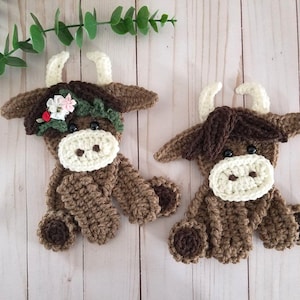 Boho Highland Cow Applique: Ready to Apply to Project, Boy or Girl