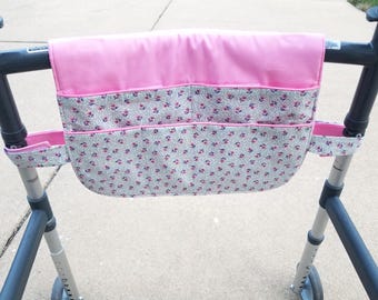 Walker Bag - Tiny Pink Blossoms - Caddy - Tote - Organizer - Lots of Pockets