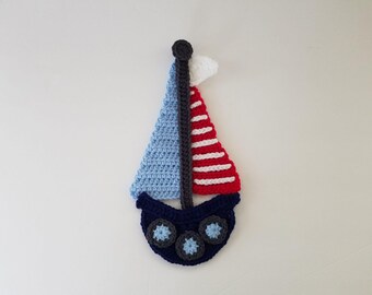Sailboat Crochet Applique: Nautical - Handmade - Ready to Apply