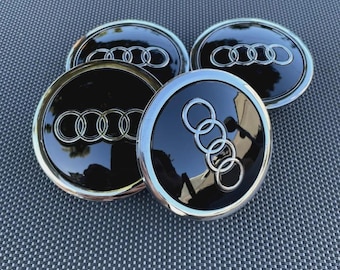 Wheel Caps 69mm Black Chrome Set | 4pcs Audi Style Rim Center Hub Caps