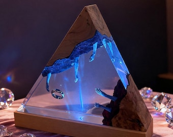 Lord of the Rings Resin Lamp: Handmade Wood Night Light