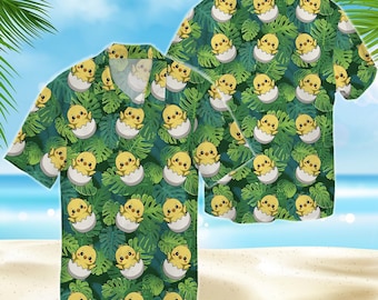 Letnia hawajska koszula z kaczką, Letnia plażowa koszula z kaczką, Koszula świąteczna pasująca do prezentów rodzinnych na wakacje, Prezent dla przyjaciół