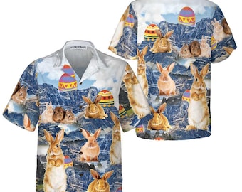 Easter Bunny Hawaiian Shirt, Funny Bunny Shirt, Easter Egg Shirt, Cute Rabbit Shirt, Spring Hawaiian Shirt, Unisex Easter Gift