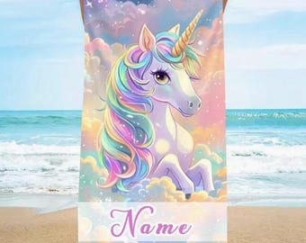 Toalla de playa/piscina con diseño de unicornio personalizada, toallas de unicornio para niña y niño, regalo de toalla de playa de unicornio, regalo para amantes de la playa/piscina