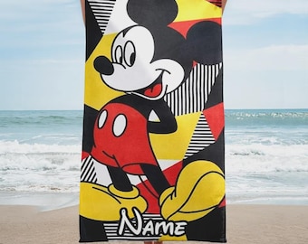 名入れ可能な子供用ビーチタオル、ミッキーマウス映画タオル、マウスビーチタオル、漫画映画ビーチタオルギフト、ビーチ/プール好きへのギフト