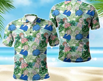 Gouden 3D-poloshirt meisjes zomer, tv-sitcom uit de jaren 80 zomer strandshirt, verblijf gouden vakantiepoloshirt Bijpassende familievakantiecadeaus
