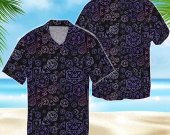 DnD Sommer Hawaiihemd, Dungeons Dragons Sommer Strand Shirt, Videospiele Urlaub Shirt Passende Familien Urlaub Geschenke für Gamer