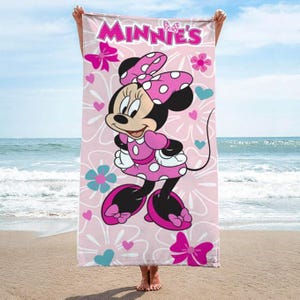 Toalla de baño, piscina o playa personalizada de Minnie Mouse de Disney, toallas súper suaves de Disney para niñas, regalo de toalla de playa, regalo para amantes de la playa/piscina
