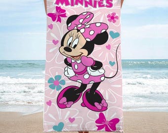Toalla de baño, piscina o playa personalizada de Minnie Mouse de Disney, toallas súper suaves de Disney para niñas, regalo de toalla de playa, regalo para amantes de la playa/piscina