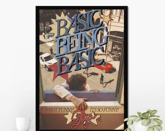 Póster enrollado "Djo Basic Being Basic", arte mural tipográfico de collage vintage