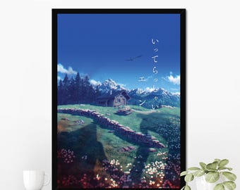 Póster de arte mural de cabaña escénica de Ataque a los Titanes