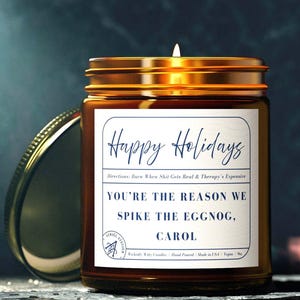 Grappige kerstkaars, You&#39;re the Reason We Spike the Eggnog (naam), grappig vakantiecadeau voor vrienden collega&#39;s, ondeugend kerstdecor