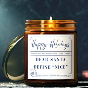 Beste kerstman, definieer &quot;leuke&quot; kaars, grappige vakantiekaars, kousvuller cadeau, witte olifant cadeau, grappig kerstcadeau prop, geheime kerstman