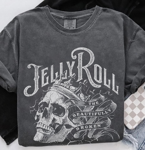 Comfort Color Jelly Roll Shirt, Vintage 90s Jelly Roll Skull TShirt, Beautifully Broken Shirt, Country Concert Tee, Gift For Fans