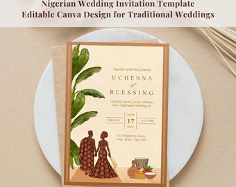 Nigerian Wedding Invitation Template | Editable Canva Design for Traditional Weddings
