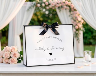 Personalisiertes Schild zur Babyparty, Willkommensschild „Ein Baby ist unterwegs“, individueller Name und Datum im Rahmen, neutrale Erinnerung an die Babyparty