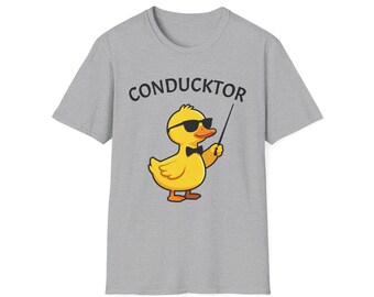 Funny Duck Conductor T-Shirt, Quirky Gift for Music Lovers, Cute Animal Tee, Kids Party Humor Shirt, Perfect for Holidays
