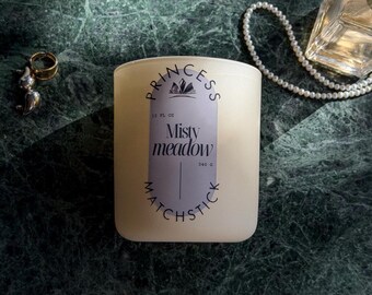 Fresh & Dewy Candle – Misty Meadow | Clean Scent, Minimalist Home Decor, Handmade Relaxing Spa Candle Gift (12oz)