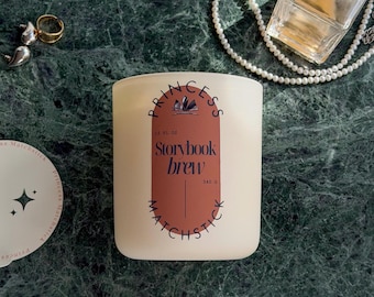 Coffee & Vanilla Candle – Storybook Brew | Cozy Library Scent, Dark Academia Decor, Handmade Gift for Book Lovers