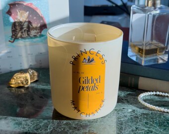 Gilded Petals Candle – Floral Romantic Scent | Rose, Lily & Jasmine Candle, Luxury Gift for Her, Gold Collection (12 oz)