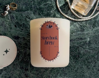 Coffee & Vanilla Candle – Storybook Brew | Cozy Library Scent, Dark Academia Decor, Handmade Gift for Book Lovers 12 oz/2.5oz