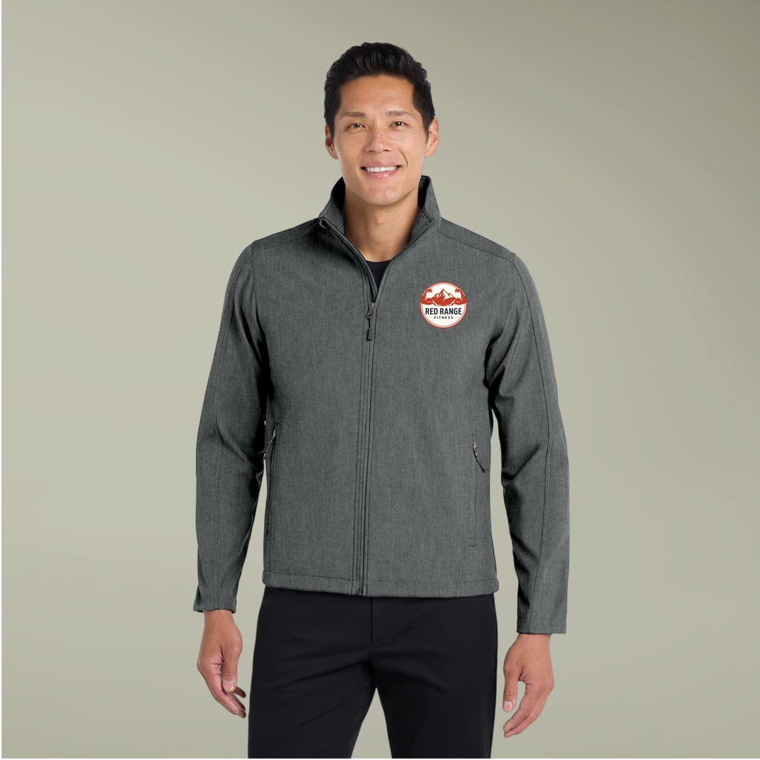 Gym Shell Jacket Red Range Fitness Embroidered Logo Men's Jacket | Soft Shell Jacket - Etsy