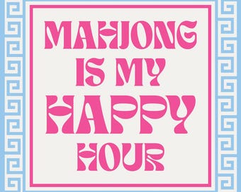 Mahjong Happy Hour Cocktail Napkins | Funny Mahj Beverage - Appetizer Napkin | Game Day Party Supplies
