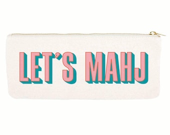 Let's Mahj Party Favor - Gift | Mahjong Zipper Canvas Tile Pouch | Game Day Supplies