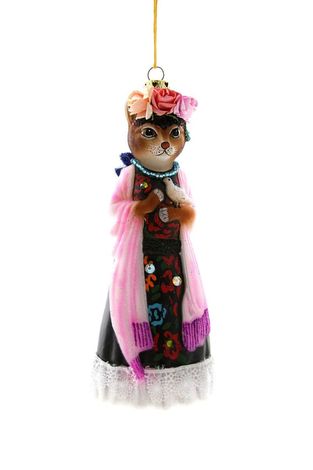 Frida Catlo Glass Ornament | Frida Kahlo Cat - Lover Glass Ornament ...