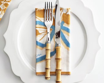 Vintage Vera Neumann Floral Napkins - Set of 4 | Butterfly Ribbon Design Signed Vera Linens | Mid Century Modern Table Decor