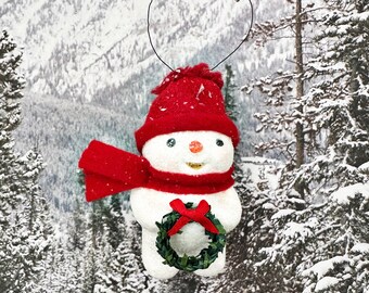 Snowman with Wreath Ornament | Holiday Christmas Tree Bauble | Bethany Lowe Designs